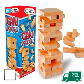 Jogo Caiu Perdeu 54 Peças em Madeira MDF - Pais&Filhos - Desenvolve Coordenação Motora