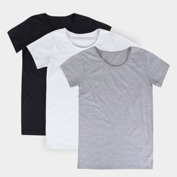 Kit 3 Camisetas Básicos Feminina - Preto