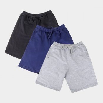 Kit Bermuda Básicos 3 Peças Masculina - Preto+Cinza