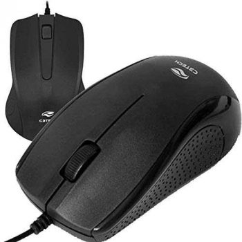 Mouse USB C3Tech MS-25BK Preto - Compatível com PC e Mac Resoluções até 1000 DPI Com cabo de 115cm Sensor óptico