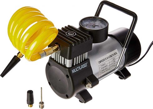 Multilaser Compressor De Ar Automotivo 12V Vazão 20L/Min Pressão De 100Psi Com 3 Bicos Preto - Au616