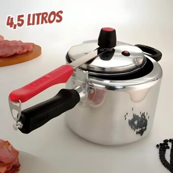 Panela de Pressão Clock Original Polida 4,5L - com Fechamento Interno
