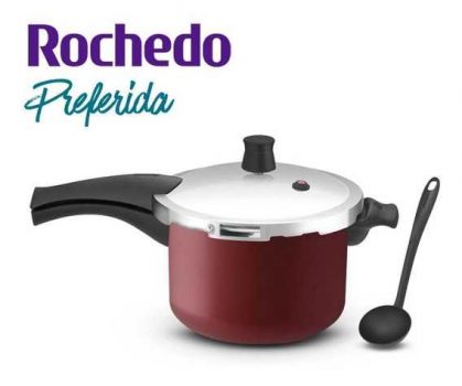 Panela de Pressão Rochedo Antiaderente - 4,5L Vermelha Preferida com Concha