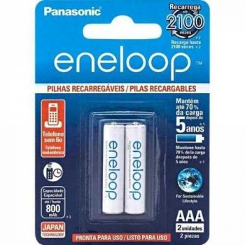 Pilha Recarregável Eneloop AAA (Palito) BK-4MCCE/2BB, Panasonic, Cartela com 2 unidades