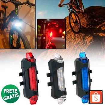 Sinalizador Traseiro Bike Luz Led Recarregável Usb - 3 Cores
