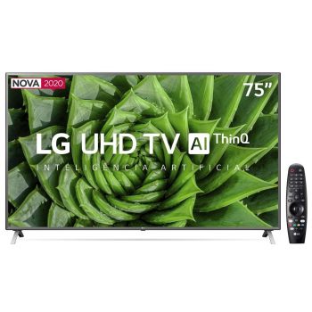 Smart TV LED 75" UHD 4K LG 75UN8000PSB Wi-Fi, Bluetooth, HDR, Inteligência Artificial ThinQ AI, Google Assistente, Alexa, Controle Smart Magic - 2020