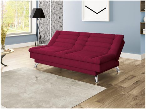 Sofá-cama Casal 3 Lugares Suede Reclinável - Linoforte Maya