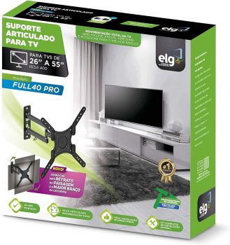 Suporte Articulado de Parede para TVS LED, LCD, Pasma, 3D - 26" a 55" - VESA400, ELG, FULL40_PRO, Preto