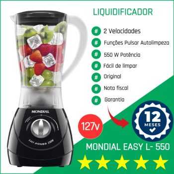 Liquidificador Mondial Easy Power L-550 Preto - 2 Velocidades 550W