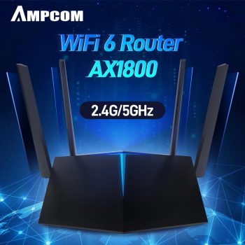 AMPCOM Wifi6 Router AX1800 Smart WiFi Qualcomm 5-core Wifi6