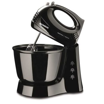 Batedeira Mondial Prática Black B-44 com 3 Velocidades – Preta