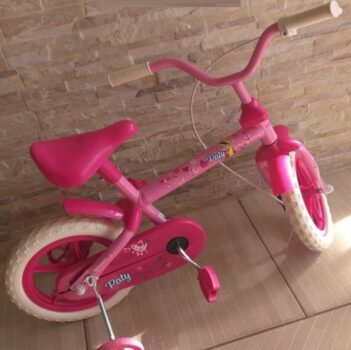 Bicicleta Infantil Aro 12 Verden Paty - Rosa e Fúcsia com Rodinhas e Cesta