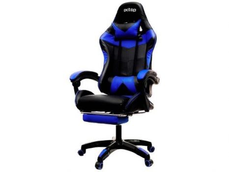 Cadeira Gamer PCTop Reclinável Preta e Azul - PGB