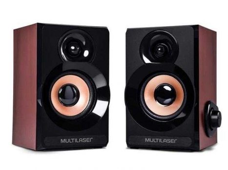Caixa De Som 2.0 6W Rms Acabamento Madeira Multilaser - SP261