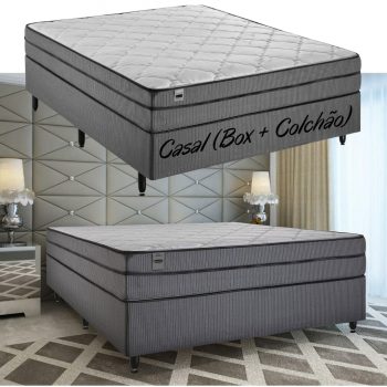Cama Box Casal (Box + Colchão) Inducol - Molas Ensacadas 64cm de Altura Vanille Black