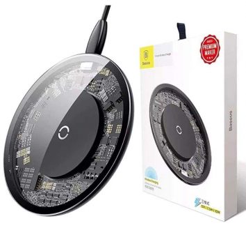Carregador Sem Fio Wireless Simple Preto com Cabo Lightning
