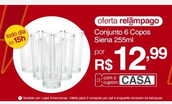 Conjunto 6 Copos Siena 255ml Casual Home