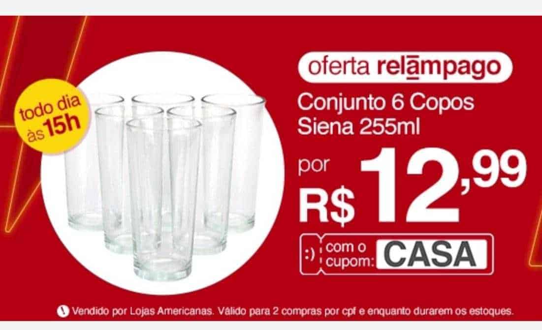 Conjunto de 6 copos leme 255ML casual home