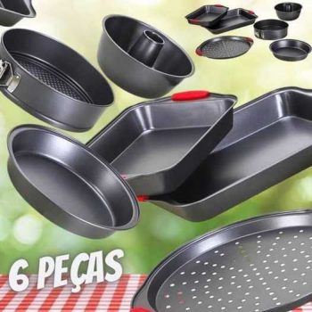 Conjunto de Formas 6 Peças Nona em Aço Carbono com Alça em Silicone - Classic Home