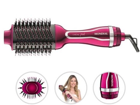 Escova Secadora Mondial Chrome Pink Line ES-04 1200 W - Pink