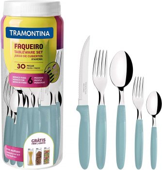 Faqueiro Inox 30pc Ipanema Men Tramontina Turquesa No Voltagev
