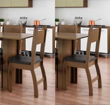 Jogo de Cadeiras para Cozinha Estofada - Poliman Móveis Milano M02070 2 Peças