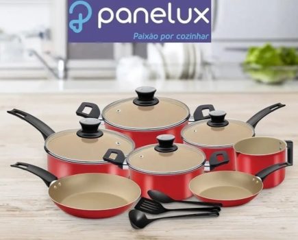 Jogo de Panelas Panelux Premium Alumínio 10 Peças Antiaderente Vermelha