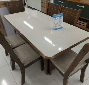 Mesa de Jantar 6 Cadeiras Retangular Indekes - Cristal