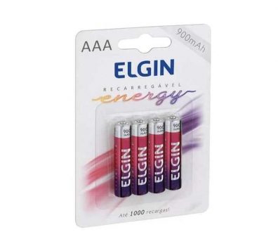 Pilha Recarregável Ni-MH AAA-900mAh blister com 4 pilhas, Elgin, Baterias, 82169