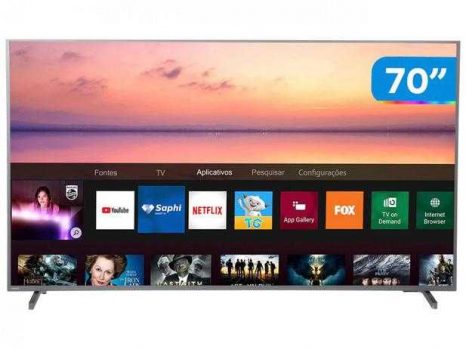Smart TV 4K LED 70” Philips 70PUG6774/78 Wi-Fi - HDR Conversor Digital 4 HDMI 2 USB