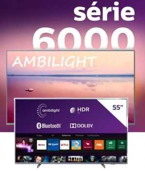 Smart TV LED 55'' Philips 55PUG6794 4K Ultra HD AMBILIGHT 3 lados HDR10+ Dolby Vision Dolby Atmos Bluetooth Wifi 3 HDMI 2 USB - Prata