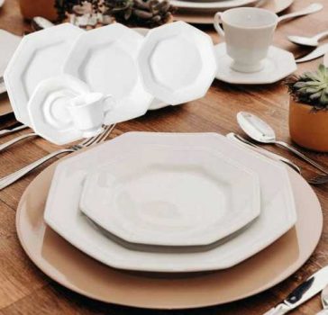 Aparelho de Jantar Chá Schmidt Porcelana Prisma 20 Peças