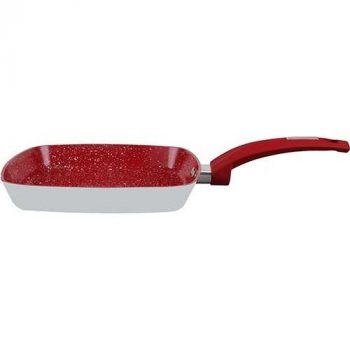 Bistequeira sem tampa Power Taste 24 cm Cinza e Vermelha - La Cuisine