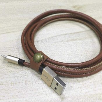 Cabo iPhone, iPad, iPod Lightning conector original Mfi Apple, revestimento premium (ecológico), acompanha presilha organizadora, 1.5MT, Marron, LIGH12, Geonav
