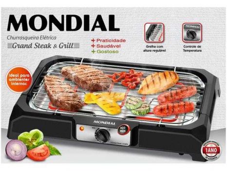 Churrasqueira Elétrica Mondial 2000W - Grand Steak & Grill