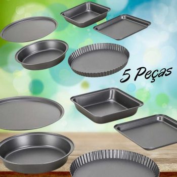 Conjunto de Assadeiras 5 Peças Milano Em Aço Carbono - Basic+