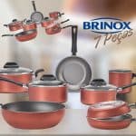 Conjunto de Panelas 7 Peças Brinox Clove Cobre em Alumínio com Revestimento Interno Antiaderente Pro-Flon, Cabos de Baquelite, Tampas de Vidro