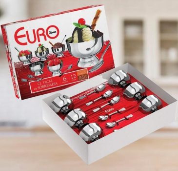 Conjunto Taças para Sobremesa Inox, 12 Peças, Euro