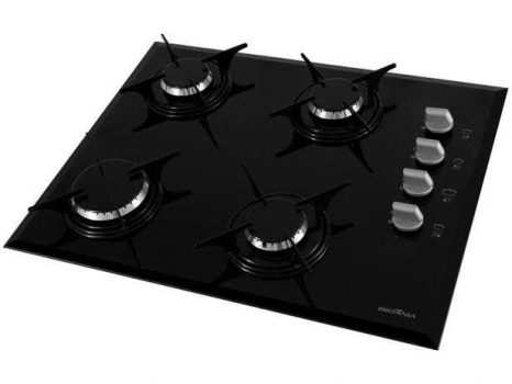 Cooktop 4 Bocas Britânia a Gás GLP Preto - BCT4P