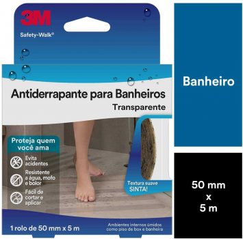 Fita Antiderrapante para Banheiros 3M Safety-Walk Transparente - 50 mm x 5 m
