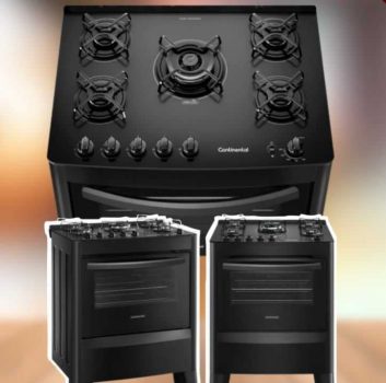 Fogão 5 Bocas Mesa de Vidro Continental Preto – Acendimento Automático FC5VP