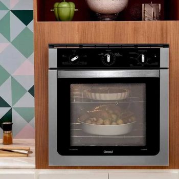 Forno Elétrico de Embutir Consul Grill com Timer - 84L Preto e Prata COB84 ARBNA
