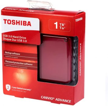 HD Externo Portátil Toshiba Canvio Advance 1TB Vermelho USB 3.0 - HDTC910XR3AA