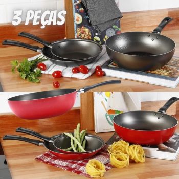 Jogo de Frigideiras + Frigideira Wok 3 Peças - La Cuisine