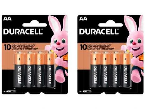 Kit com 8 Unidades de Pilha Alcalina AA/AAA Duracell