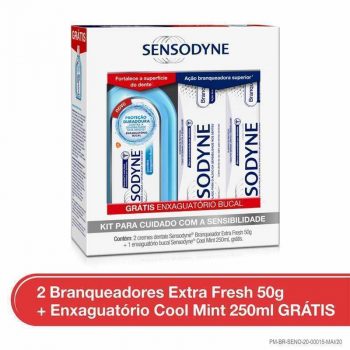 Kit Creme Dental Branqueador Extra Fresh 50g +Enxaguatório Cool Mint 250ml, Sensodyne