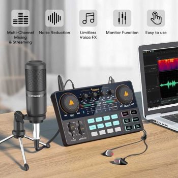 Microfone Condensador Maono Am200-s1 + Placa de som