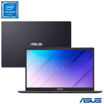 Notebook Asus,Intel Celeron N4020 Dual Core, 4GB,128GB eMMC,Tela 15,6",Intel UHD600,Windows 10 Pro,Black- E510MA-BR295R