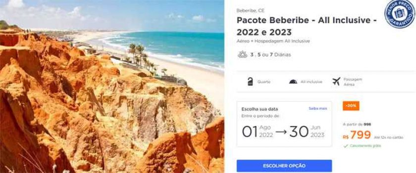 Pacote Beberibe – Ceará All Inclusive 2022 e 2023 a partir de R$ 799 por pessoa