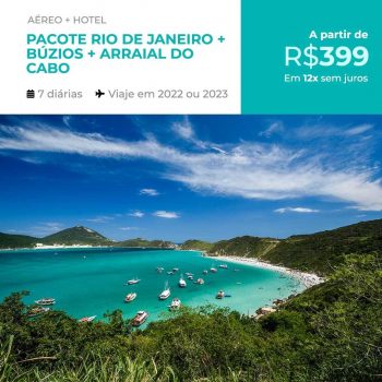 Pacote Rio de Janeiro + Búzios + Arraial do Cabo - 2022 e 2023